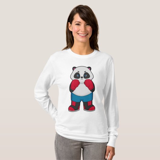 T-shirt Panda en boîte avec gants de boxe (Devant entier)