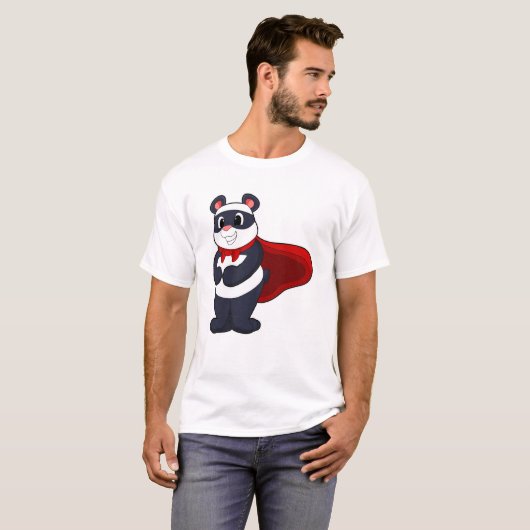 T-shirt Panda en héros avec Masque et Cap (Devant entier)