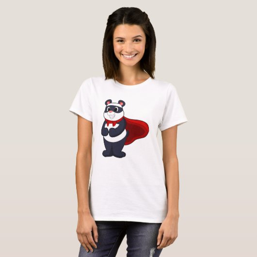 T-shirt Panda en héros avec Masque et Cap (Devant entier)