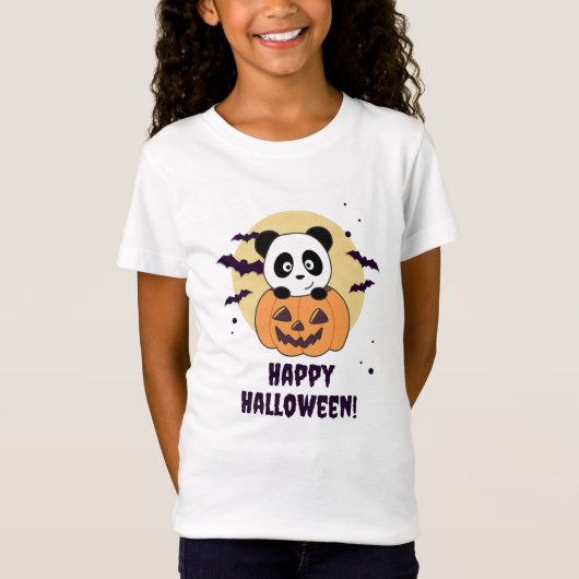 T-Shirt Panda En Pandas Douces Citrouilles Bonne Halloween (Devant)