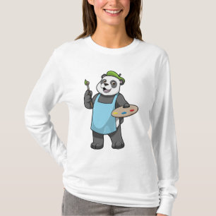 T-shirt Panda en peintre avec pinceau et couleur