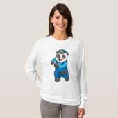 T-shirt Panda en tant qu'officier de police avec casquette (Devant entier)