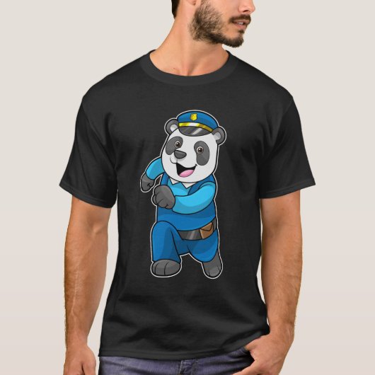 T-shirt Panda en tant qu'officier de police avec casquette (Devant)