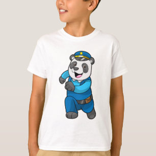 T-shirt Panda en tant qu'officier de police avec casquette