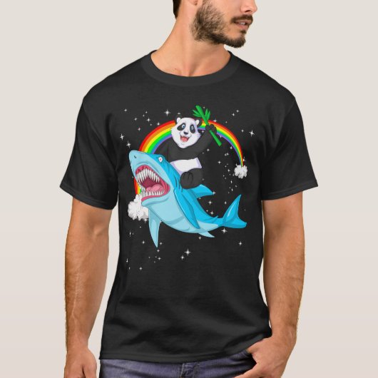 T-shirt panda équitation requin (Devant)