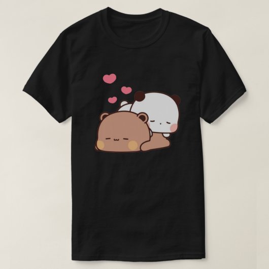 T-shirt Panda Et Brownie Bear Couple (Design devant)