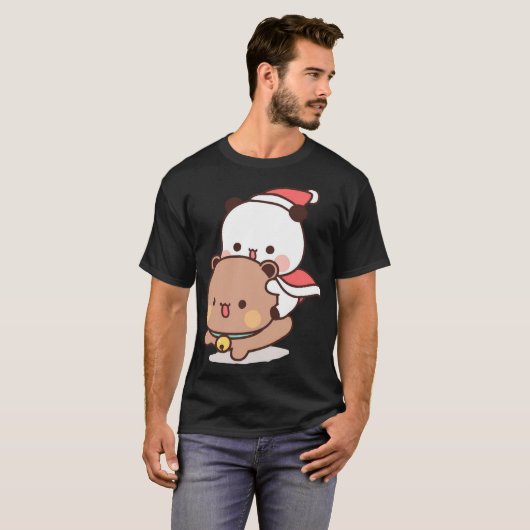 T-shirt Panda Et Brownie Bear Couple, Joyeux Noël Act (Devant entier)