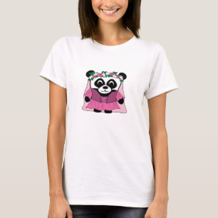 T-shirt Panda, fille en robe de la Renaissance rose