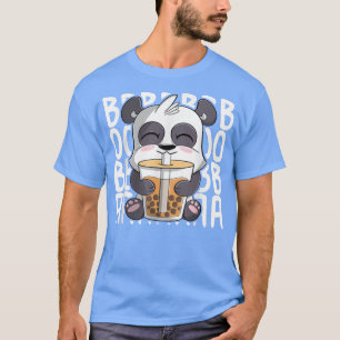 T-shirt panda funny cute Kawaii Anime Panda Drinking Boba 