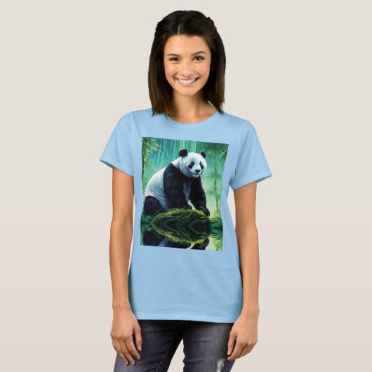 T-shirt Panda géant dans la forêt de Bamboo (Devant entier)
