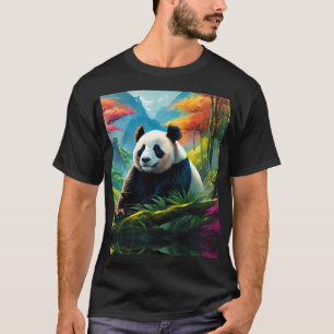 T-shirt Panda géant dans la forêt de bambou sur la montagn