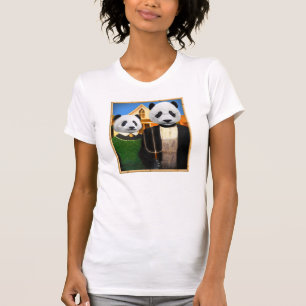 T-shirt Panda gothique américain avec le cadre en bambou