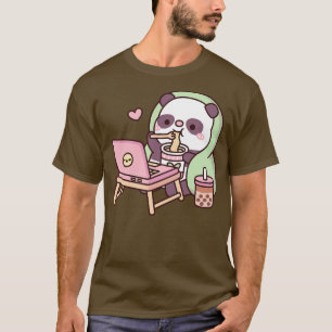 T-shirt Panda Gourmande Avec Nouilles Et Thé À Bulles