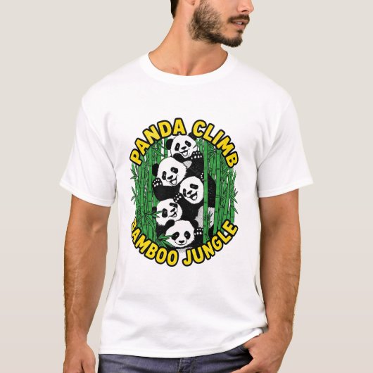 T-shirt Panda grimpe jungle de bambou faune (Devant)