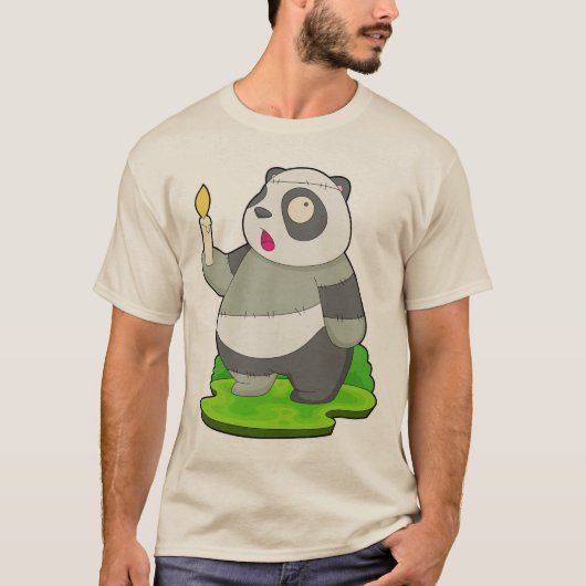 T-shirt Panda Halloween Zombie (Devant)