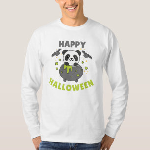 T-shirt Panda Happy Halloween Cauldron Bat