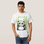 T-shirt Panda heureux avec bambou et fleurs de cerisiers (Devant entier)