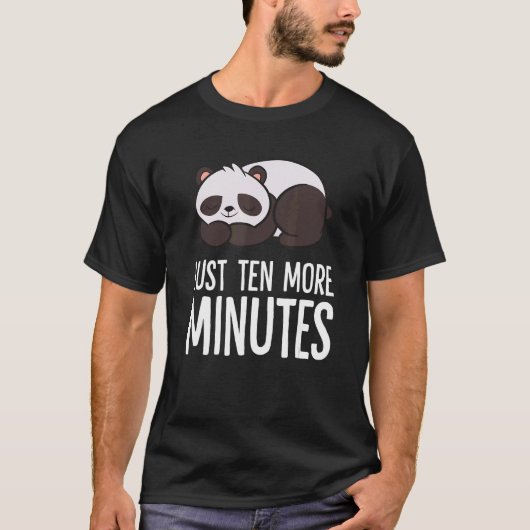 T-shirt Panda Just Ten More Minutes Snooze Alarm Clock Pan (Devant)