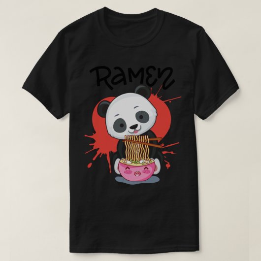 T-shirt Panda Mange Ramen - Cute Animal Friendly Panda (Design devant)