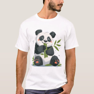 T-shirt Panda mangeant du bambou - animal minimal