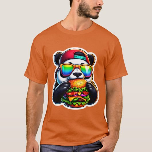 T-SHIRT PANDA MANGEANT DU CHESEBURGER 5 (Devant)