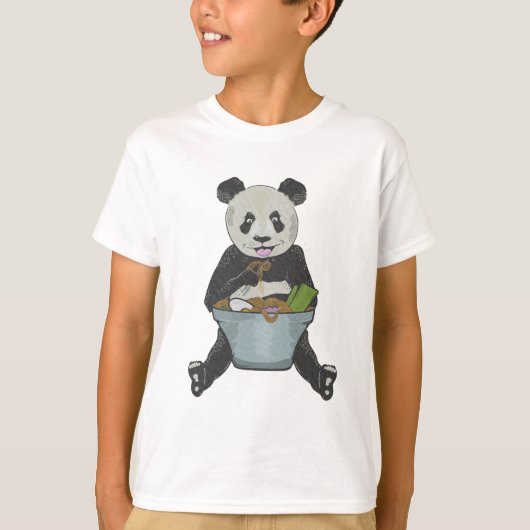 T-shirt Panda mangeant un bol de nouilles (Devant)