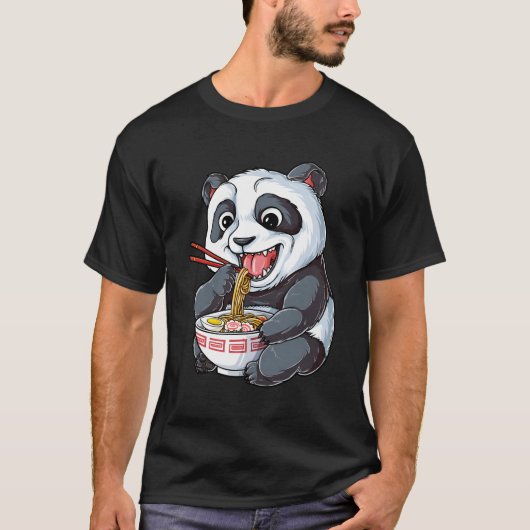 T-shirt Panda Manger Ra Kawaii Giant Noodle Japonais (Devant)