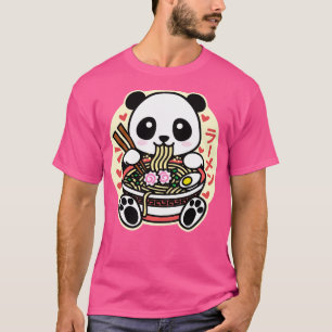 T-shirt Panda Manger Ramen Cute Kawaii Design