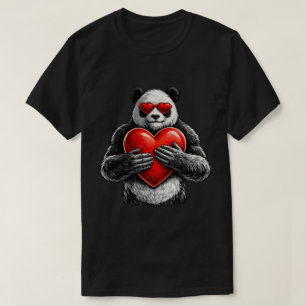 T-shirt Panda Mignon avec Design d'Amour de Coeur