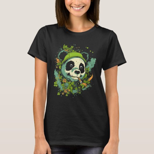T-shirt Panda mignon Splash Animal Visage Splash Paint Gra (Devant)