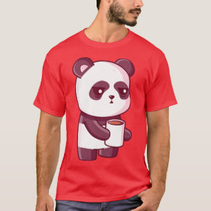T-shirt Panda mignonne boire du café