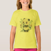 T-shirt Panda mignonne et fleurs roses (Devant)