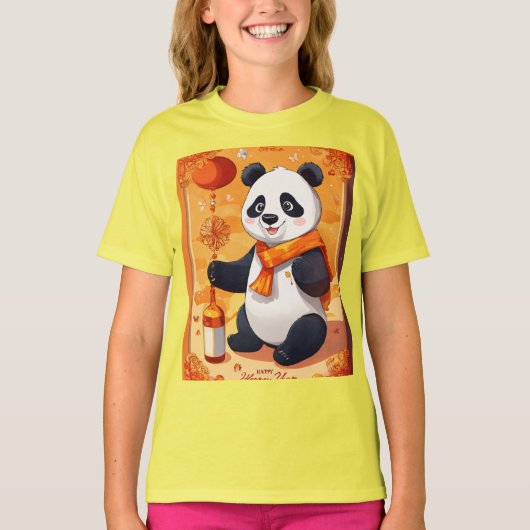 T-shirt Panda new year Party — Cartoon style designed (Devant)