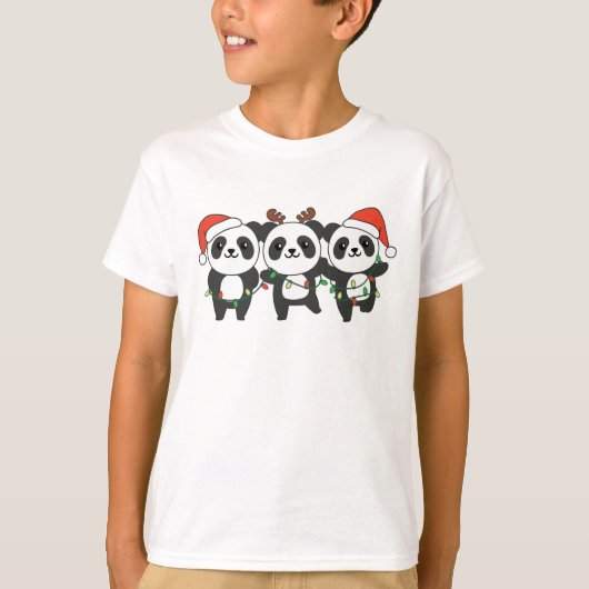 T-shirt Panda Noël Animaux mignons Pandas (Devant)