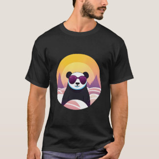 T-shirt Panda On Vacation Wearing Sunglasses