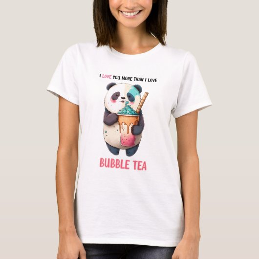 T-shirt Panda ours bulle thé boba Valentines Anniversaire (Devant)