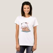 T-shirt Panda ours couple, Cute bubu et dudu câlins amour (Devant entier)