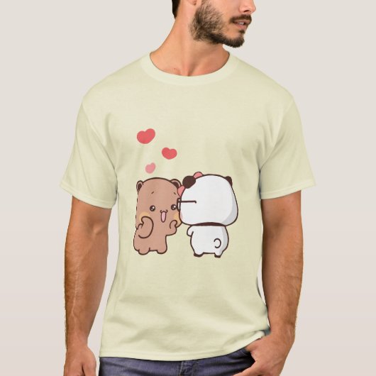T-shirt Panda ours couple, Cute bubu et dudu câlins amour (Devant)