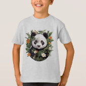 T-shirt Panda parmi les fleurs (Devant)