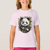 T-shirt Panda parmi les fleurs (Devant)