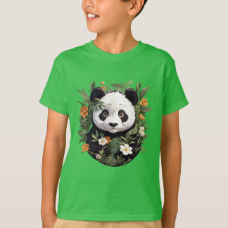 T-shirt Panda parmi les fleurs