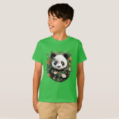 T-shirt Panda parmi les fleurs (Devant entier)