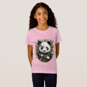 T-Shirt Panda parmi les fleurs (Devant entier)