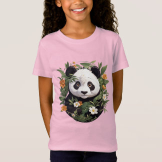 T-Shirt Panda parmi les fleurs