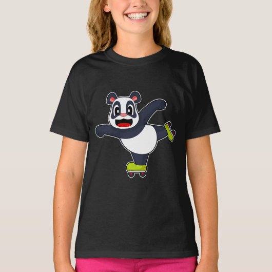 T-shirt Panda Patinage en ligne Roller skates (Devant)