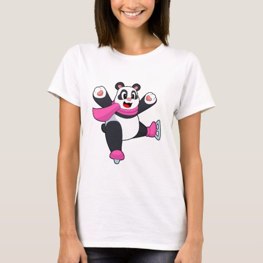 T-shirt Panda Patinage sur glace Patins sur glace (Devant)