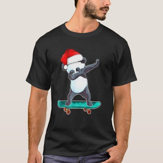 T-shirt Panda Père Noël Skateboard Skateboard Dabbing Skat (Devant)