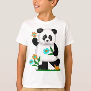 T-shirt Panda pour bébé avec fleurs 2