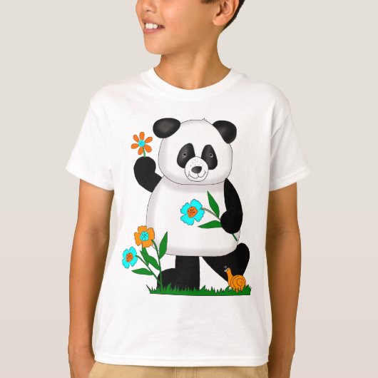 T-shirt Panda pour bébé avec fleurs 2 (Devant)