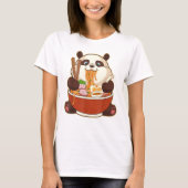 T-shirt PANDA POWEREE PAR RAMEN | Ramen mangeant Panda gra (Devant)